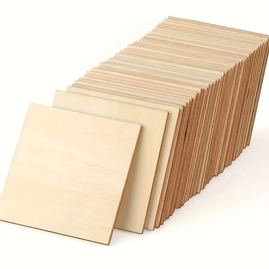 Wood Square 4x4cm Blank Wood Sheet for Crafts, Thin Unfinished Wood Squares for Wood Burning Painting Staining Wood Engrav