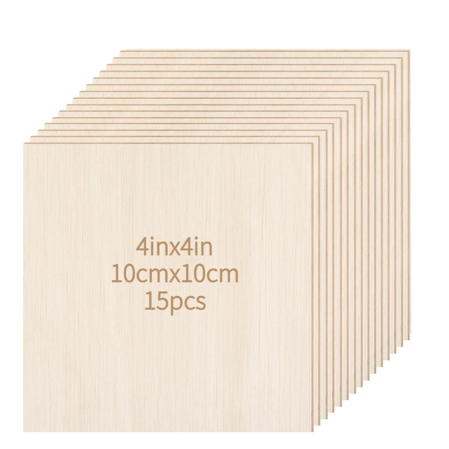 Wood Square 4x4cm Blank Wood Sheet for Crafts, Thin Unfinished Wood Squares for Wood Burning Painting Staining Wood Engrav